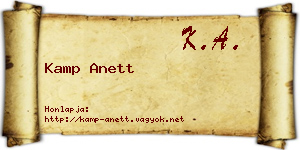 Kamp Anett névjegykártya